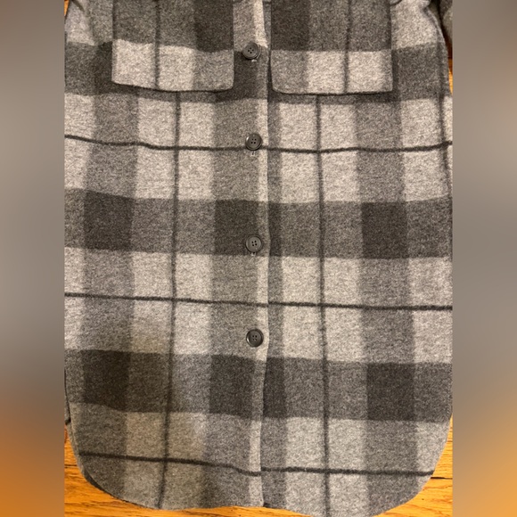 H&M Gray Black Plaid Long Shacket Size XS NWOT - Picture 6 of 12